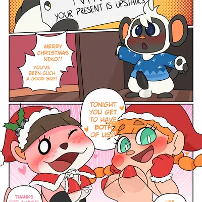 lottie (animal crossing), niko (animal crossing) (animal crossing, christmas) created by crushpepper