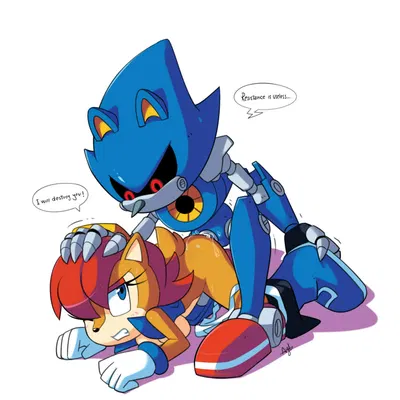 metal sonic, sally acorn, sally acorn (post-sgw) (archie comics, sega) created by aybr