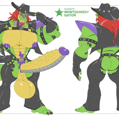 montgomery gator, sheriff monty (five nights at freddy's, five nights at freddy's: security breach) created by wolfiecanem