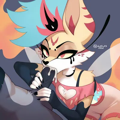 queen bee-lzebub (helluva boss), vortex (helluva boss) (hellaverse, helluva boss) created by pamaht9