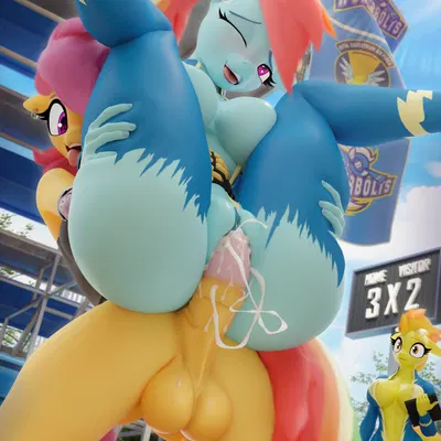 rainbow dash (mlp), scootaloo (mlp), spitfire (mlp) (friendship is magic, hasbro) created by hooves-art