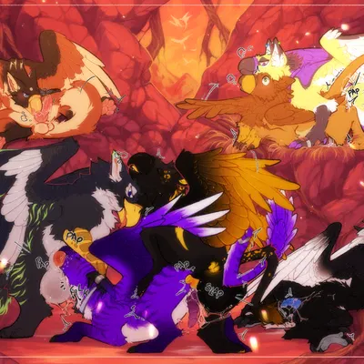 riley (jendays), ruro (squawks), toumak (character) (mythology) created by cocodrops (artist)