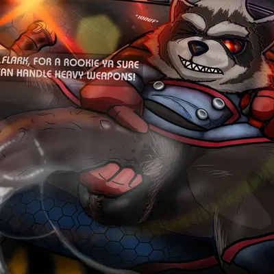 rocket raccoon (guardians of the galaxy, marvel) created by gribbli