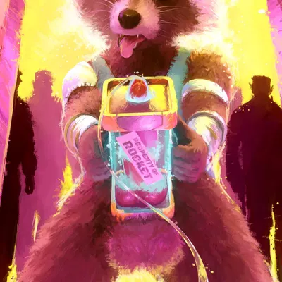 rocket raccoon (guardians of the galaxy, marvel) created by sidekick