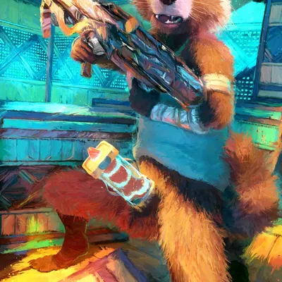 rocket raccoon (guardians of the galaxy, marvel) created by sidekick