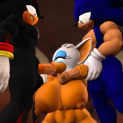 rouge the bat, shadow the hedgehog, sonic the hedgehog (sega, sonic the hedgehog (series)) created by juicyducksfm