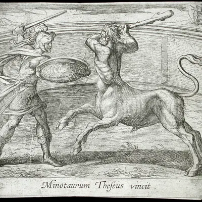 theseus (european mythology, greek mythology) created by antonio tempesta, wilhelm janson