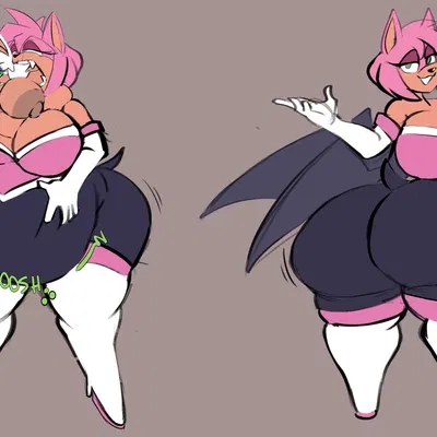 amouge, amy rose, rouge the bat (sega, sonic the hedgehog (series)) created by g00eygutz