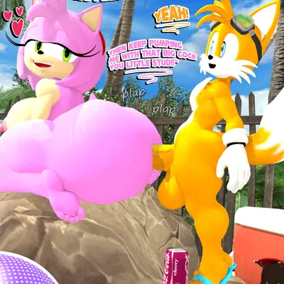 amy rose, miles prower, reimu hakurei (coca-cola, fumo (doll)) created by neotaurus