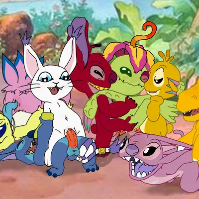 angel (lilo and stitch), leroy (lilo and stitch), reuben (lilo and stitch) (bandai namco, digimon) created by tabloi