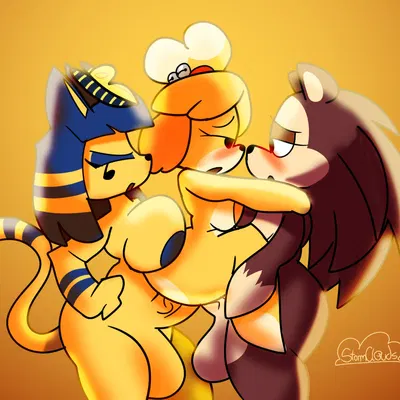 ankha (animal crossing), isabelle (animal crossing), sable able (animal crossing, nintendo) created by filthycottonart, unfortu-nate