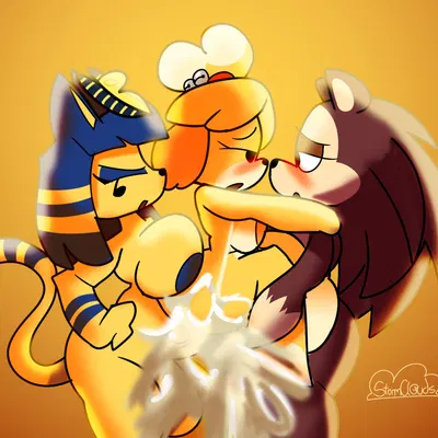 ankha (animal crossing), isabelle (animal crossing), sable able (animal crossing, nintendo) created by filthycottonart, unfortu-nate