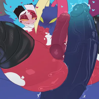 asmodeus (helluva boss), fizzarolli (helluva boss) (hellaverse, helluva boss) created by mhaelt