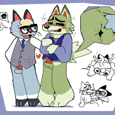 dobie (animal crossing), raymond (animal crossing) (animal crossing, nintendo) created by pawplants