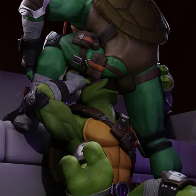 donatello (tmnt), michelangelo (tmnt) (teenage mutant ninja turtles) created by sticks (artist)