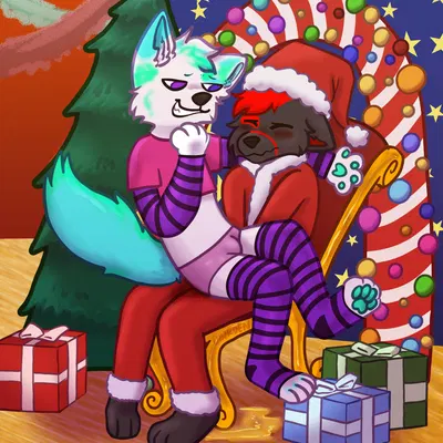 fisk (fiskthefox), fury (furythewolf) (christmas) created by dinkden