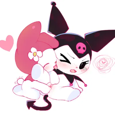 kuromi, my melody (onegai my melody, sanrio) created by kirichiiii