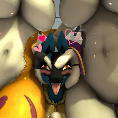 loona (helluva boss), lucious (valorynz), warfare renamon (bandai namco, digimon) created by sourcebumbiscuit