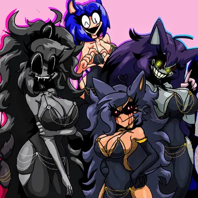 lord x, milady x (jmc), sonic (rewrite) (hollow hip backless chain dress, sonic.exe (creepypasta)) created by jmcchannel, third-party edit