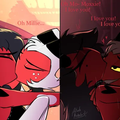 millie (helluva boss), moxxie (helluva boss) (hellaverse, helluva boss) created by potatonebula