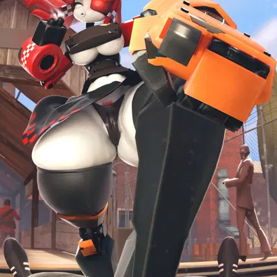 mimi sentry, scout (team fortress 2), sentry gun (team fortress 2) (team fortress 2, valve) created by rckke