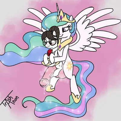 princess celestia (mlp), raven inkwell (mlp) (friendship is magic, hasbro) created by trash anon
