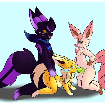 rayitos, rem guavez, umbry (vulpeku) (nintendo, pokemon) created by quemetioeres1, vulpeku