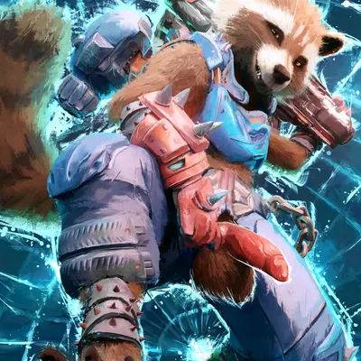 rocket raccoon (guardians of the galaxy, marvel) created by sidekick