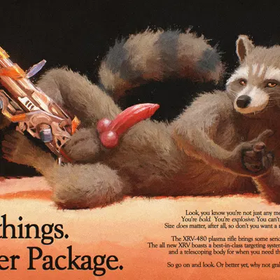 rocket raccoon (guardians of the galaxy, marvel) created by sidekick