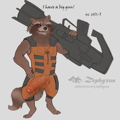 rocket raccoon (guardians of the galaxy, marvel) created by zephyxus