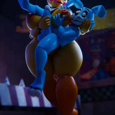 toy bonnie (fnaf), toy chica (fnaf) (five nights at freddy's, five nights at freddy's 2) created by vincead