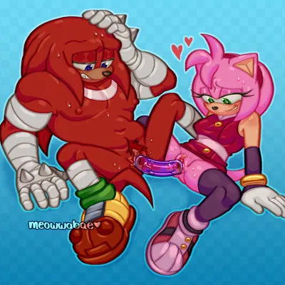 amy rose, knuckles the echidna (sega, sonic boom) created by meowwabae