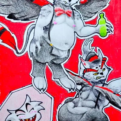 angel dust, husk (hazbin hotel) (hazbin hotel, hellaverse) created by marthan crowl (artist)