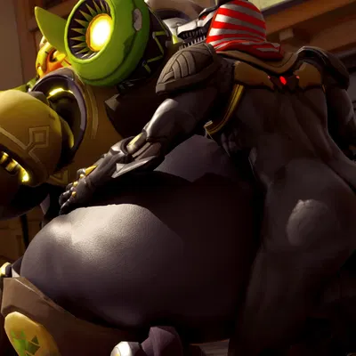 anubis reaper, orisa (overwatch), reaper (overwatch) (blizzard entertainment, overwatch) created by ewr 115