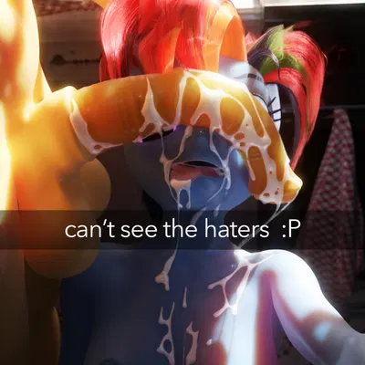 applejack (mlp), rainbow dash (mlp) (can't see the haters, friendship is magic) created by burrymare