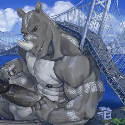 background character, rhidos (pyronite) created by elkaart