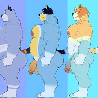 bandit heeler, radley heeler, stripe heeler (bluey (series)) created by hunnipanda