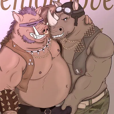 bebop, rocksteady (teenage mutant ninja turtles, teenage mutant ninja turtles (2014)) created by inotetu