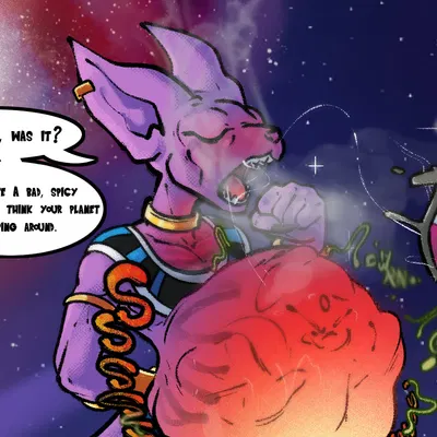 beerus, blaze the cat (dragon ball, dragon ball super) created by eviltqf