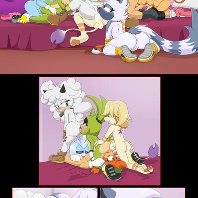 belle the tinkerer, jewel the beetle, lanolin the sheep (sonic) (idw publishing, sega) created by kirudi18