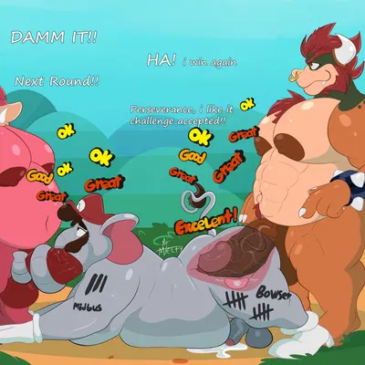 bowser, elephant mario, mario (mario and luigi (series), mario bros) created by damelty