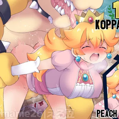 bowser, princess peach (mario bros, nintendo) created by eromame