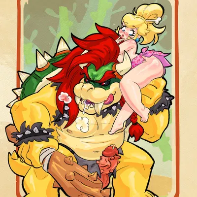 bowser, princess peach (mario bros, nintendo) created by phantomdame