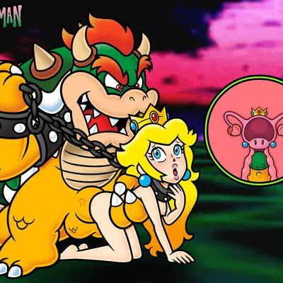 bowser, princess peach (mario bros, nintendo) created by the moss-man