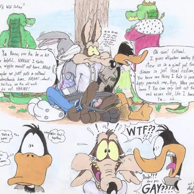 bugs bunny, daffy duck, wile e. coyote (looney tunes, warner brothers) created by rufe squirrel