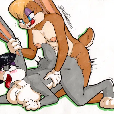 bugs bunny, lola bunny (looney tunes, warner brothers) created by rotten owl
