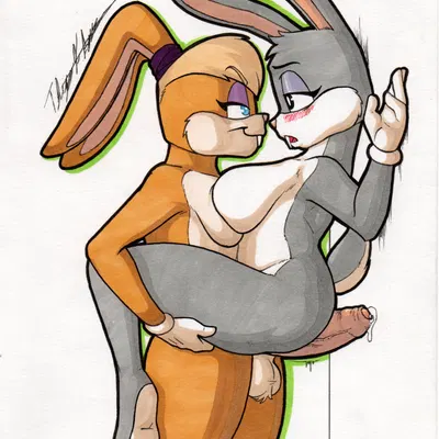 bugs bunny, lola bunny (looney tunes, warner brothers) created by rotten owl