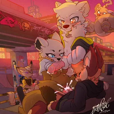 cafe (coffeefly), cindy the marten, gingy (gingy k fox) created by gingy k fox