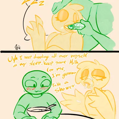 chica (fnaf), goose (roommates), mike schmidt (five nights at freddy's, roommates:motha) created by soulcentinel