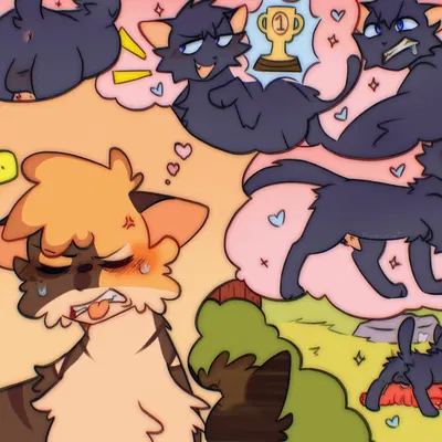 crowfeather (warriors), squirrelstar (warriors), tawnypelt (warriors) (warriors (book series)) created by freckledcoat